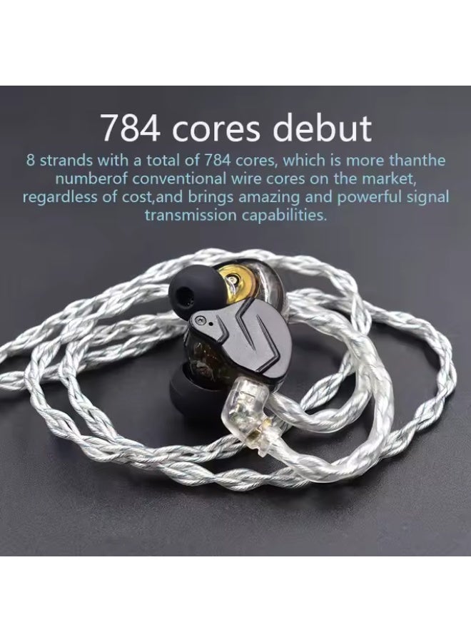 كي زد كابل صوت كي زد بتركيب 784 نواة بلون أزرق-فضي مطلي بالفضة، كابل ترقية صوت هاي فاي عالي النقاء، بمقبس 3.5mm وموصل ثنائي الدبوس، كابل استبدال منخفض الفقد وعالي النقاء لسماعات كي زد داخل الأذن - Image 2